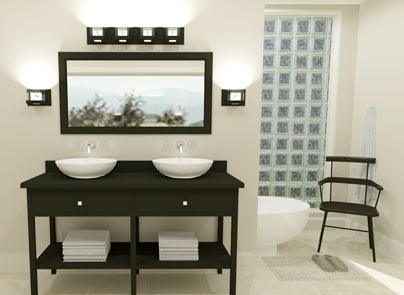 Master Bathroom with lighting around the mirror