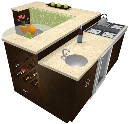 Kitchen Island with built-in wine rack