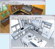 Technical Illustration Kitchen Overview Rendering